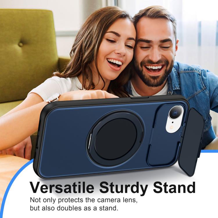 For iPhone 17e / 16e ShellGod Magnetic Rotation Holder Lens Shield PC TPU Hybrid Phone Case