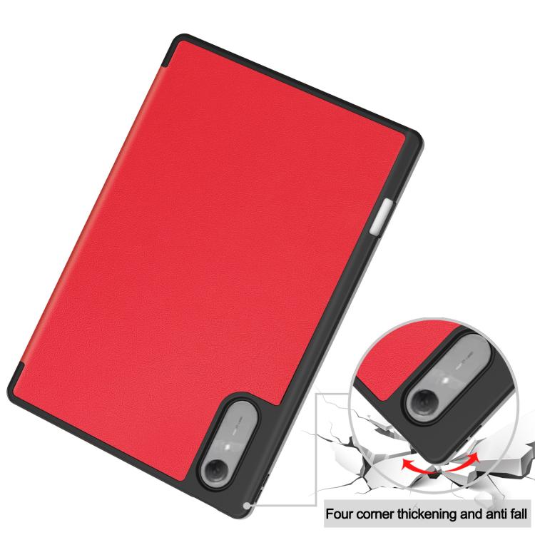 For Lenovo Idea Tab Pro Gen2 13.0 Custer TPU Pure Color 3-Fold Holder Smart Leather Tablet Case with Pen Tray
