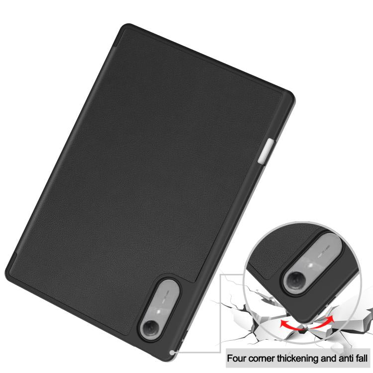 For Lenovo Idea Tab Pro Gen2 13.0 Custer TPU Pure Color 3-Fold Holder Smart Leather Tablet Case with Pen Tray