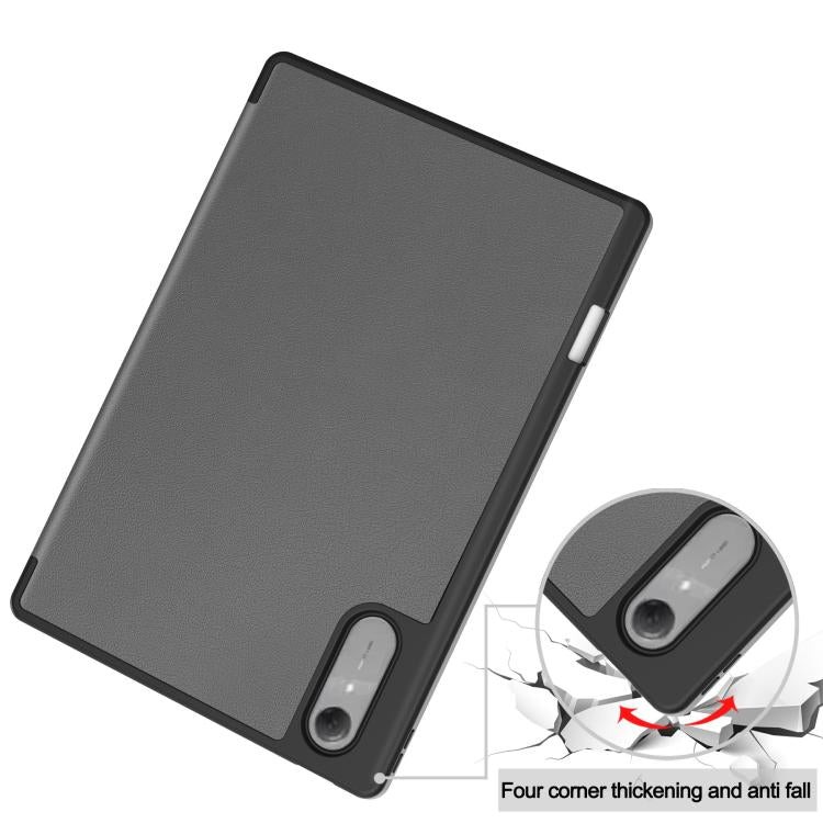 For Lenovo Idea Tab Pro Gen2 13.0 Custer TPU Pure Color 3-Fold Holder Smart Leather Tablet Case with Pen Tray