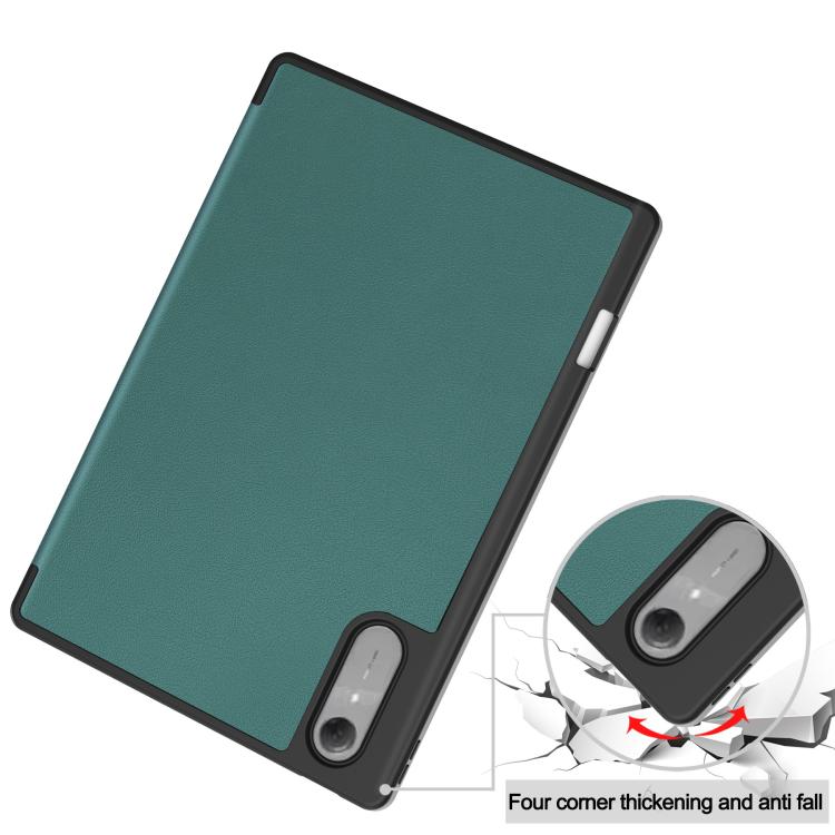 For Lenovo Idea Tab Pro Gen2 13.0 Custer TPU Pure Color 3-Fold Holder Smart Leather Tablet Case with Pen Tray