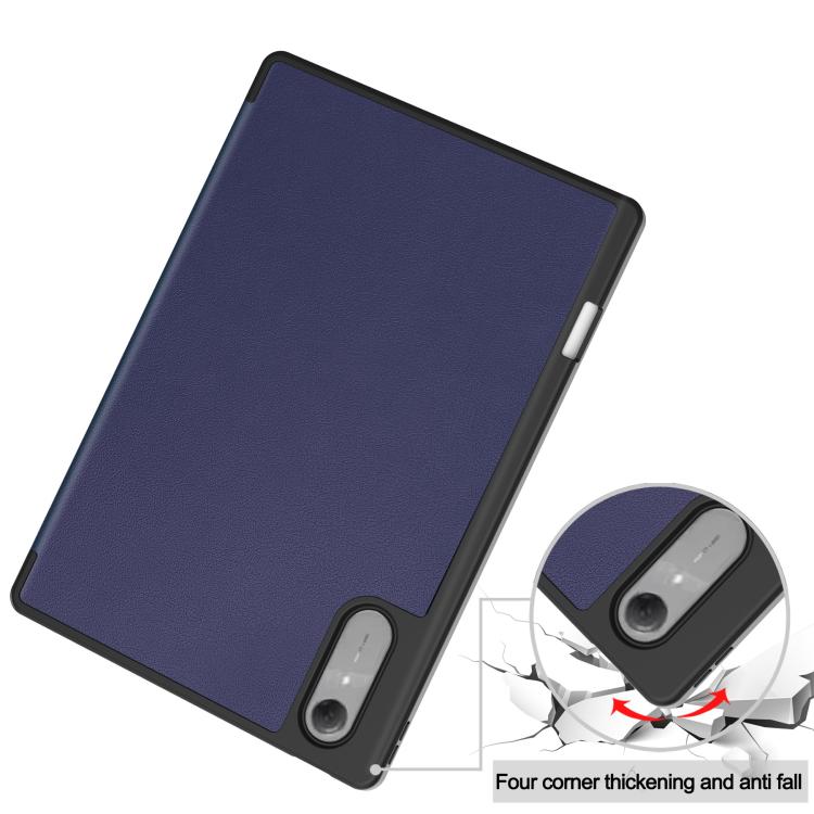 For Lenovo Idea Tab Pro Gen2 13.0 Custer TPU Pure Color 3-Fold Holder Smart Leather Tablet Case with Pen Tray