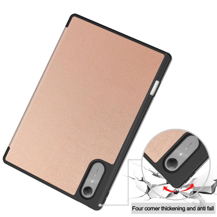 For Lenovo Idea Tab Pro Gen2 13.0 Custer TPU Pure Color 3-Fold Holder Smart Leather Tablet Case with Pen Tray
