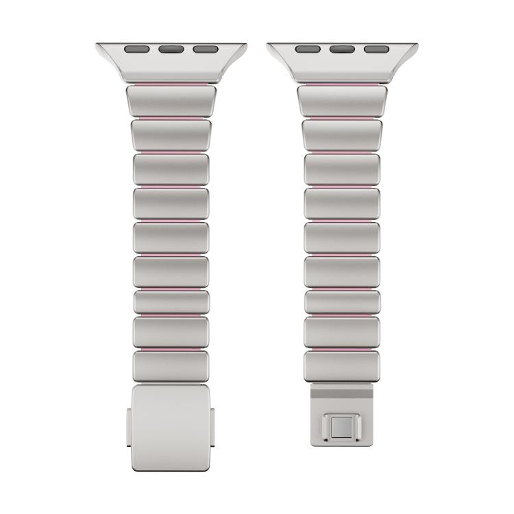 For Apple Watch 46mm / 49mm / 45mm / 44mm One-bead Waist Stainless Steel Norman Buckle Magnetic Watch Band