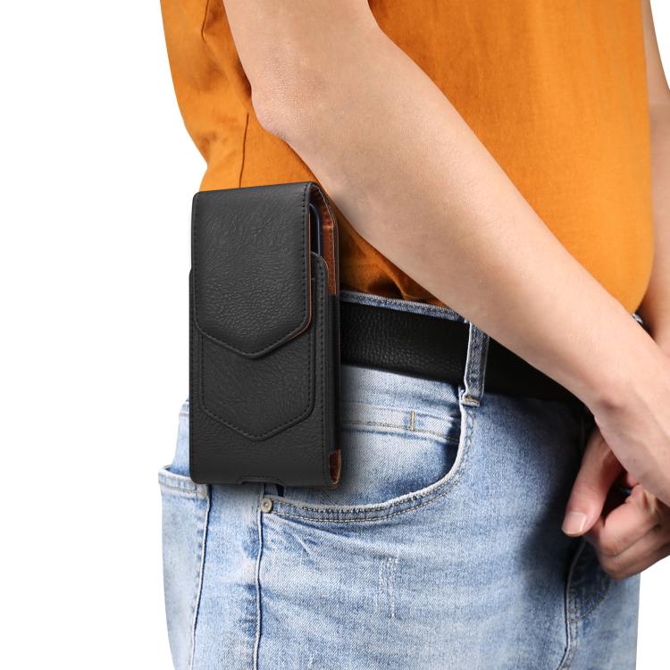 For 6.1 inch Universal Horizontal Vegan Leather Phone Waist Bag