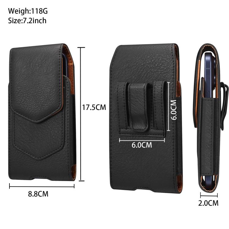 For 7.2 inch Universal Horizontal Vegan Leather Phone Waist Bag