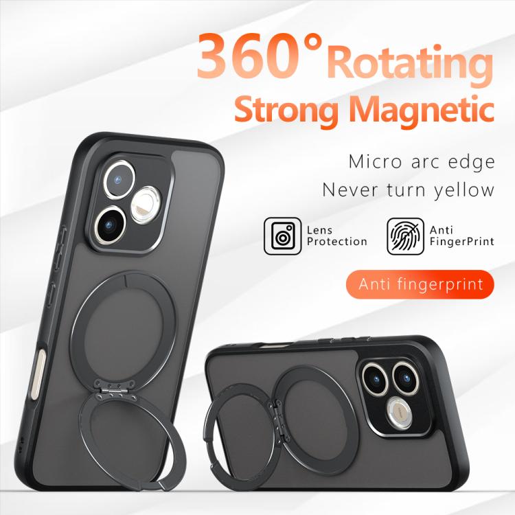 For Redmi Turbo 5 Max / Poco X8 Pro Max Armor Magnetic Holder PC Hybrid TPU Phone Case - Frosted Black