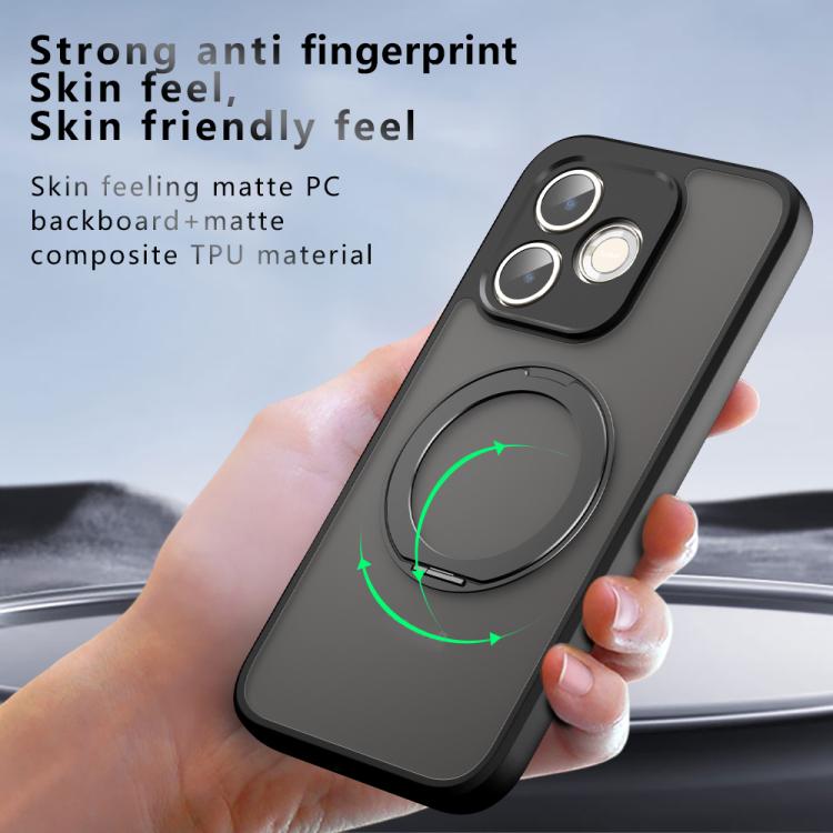 For Redmi Turbo 5 Max / Poco X8 Pro Max Armor Magnetic Holder PC Hybrid TPU Phone Case - Frosted Black