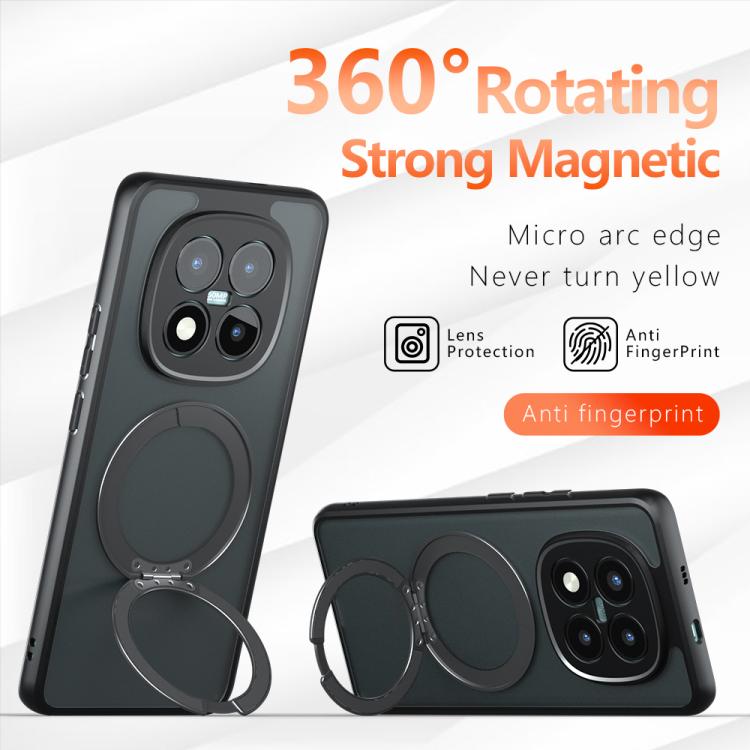 For Redmi Note 15 Pro+ 5G Global Armor Magnetic Holder PC Hybrid TPU Phone Case - Frosted Black