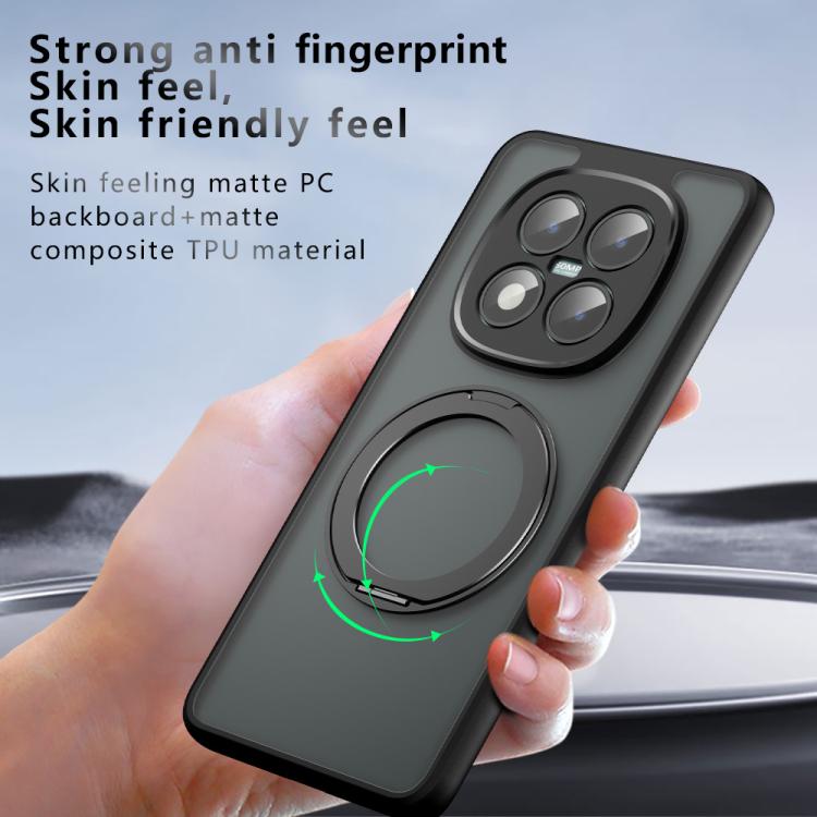 For Redmi Note 15 Pro+ 5G Global Armor Magnetic Holder PC Hybrid TPU Phone Case - Frosted Black
