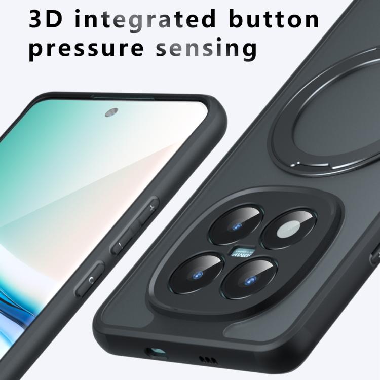 For Redmi Note 15 Pro+ 5G Global Armor Magnetic Holder PC Hybrid TPU Phone Case - Frosted Black