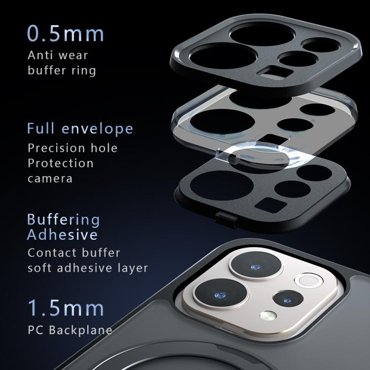 For vivo V70 / S50 5G Armor Magnetic Holder PC Hybrid TPU Phone Case - Frosted Black