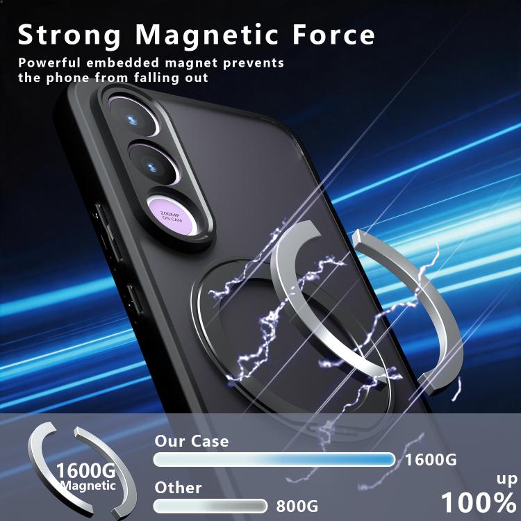 For vivo V70 FE 5G Armor Magnetic Holder PC Hybrid TPU Phone Case - Frosted Black