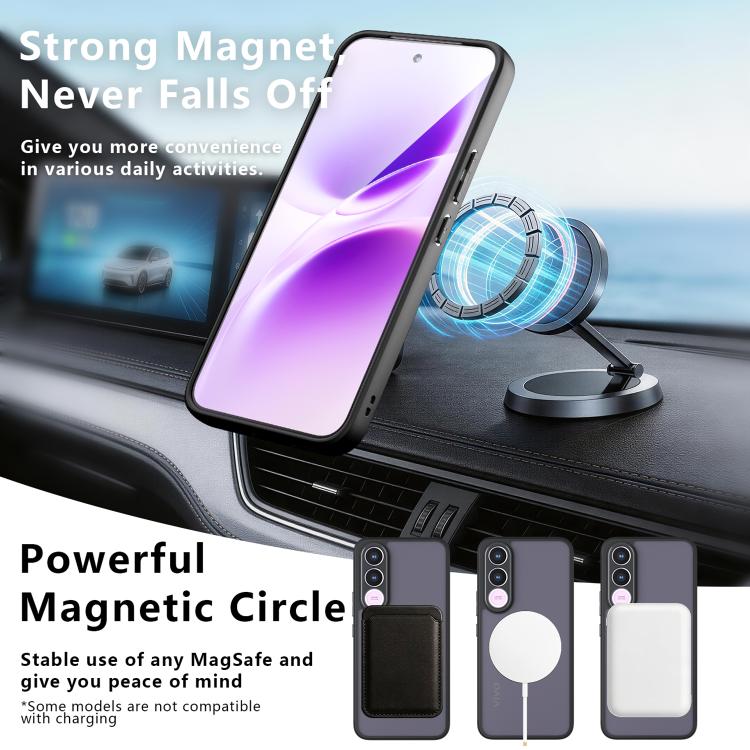 For vivo V70 FE 5G Armor Magnetic Holder PC Hybrid TPU Phone Case - Frosted Black
