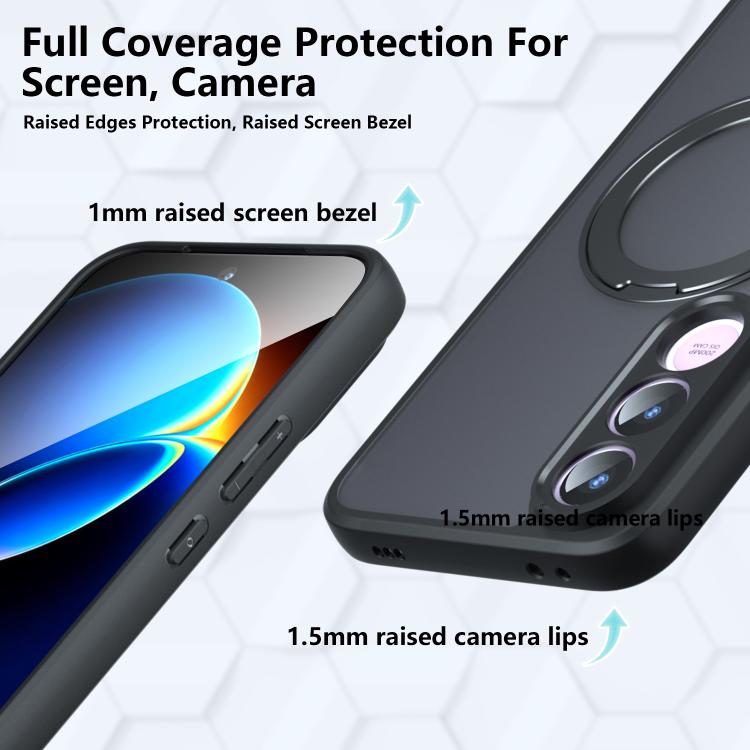 For vivo V70 FE 5G Armor Magnetic Holder PC Hybrid TPU Phone Case - Frosted Black