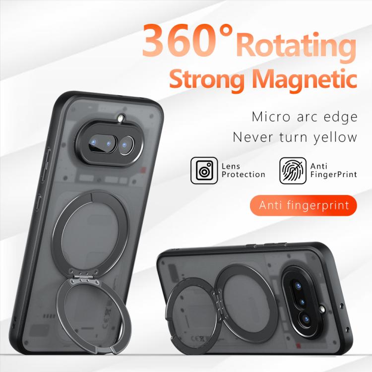 For Nothing Phone 4a Armor Magnetic Holder PC Hybrid TPU Phone Case - Frosted Black