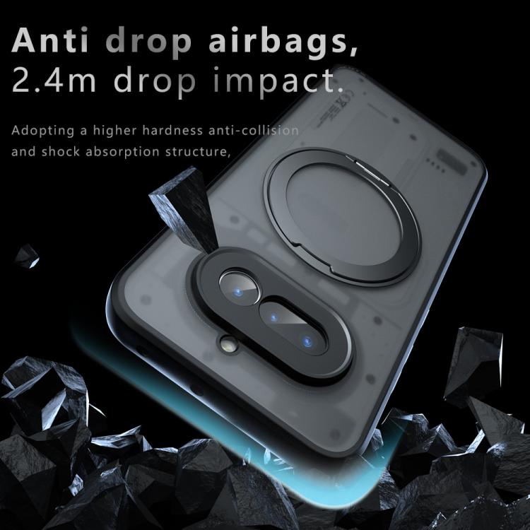 For Nothing Phone 4a Armor Magnetic Holder PC Hybrid TPU Phone Case - Frosted Black