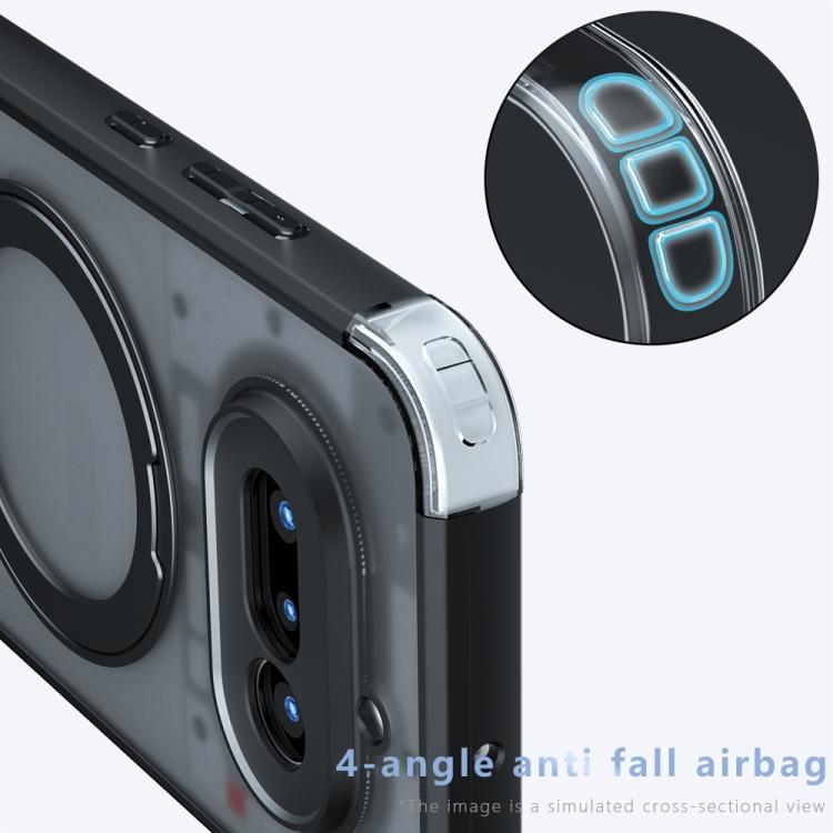For Nothing Phone 4a Armor Magnetic Holder PC Hybrid TPU Phone Case - Frosted Black
