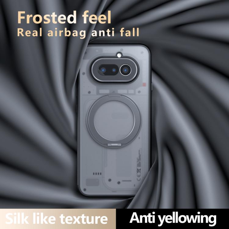 For Nothing Phone 4a Armor Magnetic Holder PC Hybrid TPU Phone Case - Frosted Black
