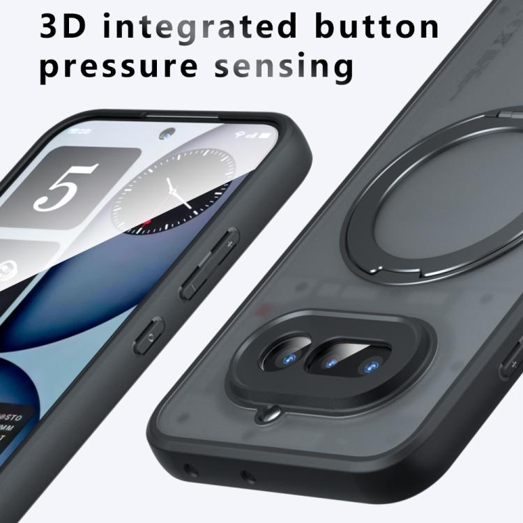 For Nothing Phone 4a Armor Magnetic Holder PC Hybrid TPU Phone Case - Frosted Black