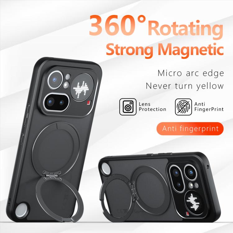 For Nothing Phone 4a Pro Armor Magnetic Holder PC Hybrid TPU Phone Case - Frosted Black