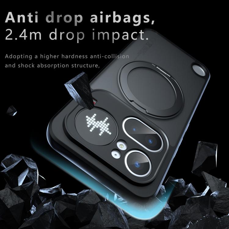 For Nothing Phone 4a Pro Armor Magnetic Holder PC Hybrid TPU Phone Case - Frosted Black