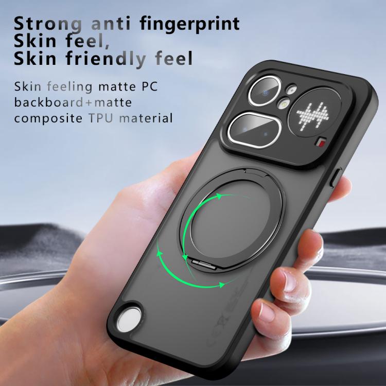 For Nothing Phone 4a Pro Armor Magnetic Holder PC Hybrid TPU Phone Case - Frosted Black