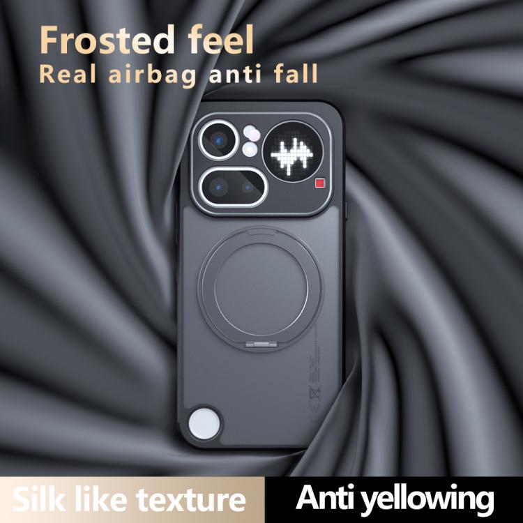 For Nothing Phone 4a Pro Armor Magnetic Holder PC Hybrid TPU Phone Case - Frosted Black