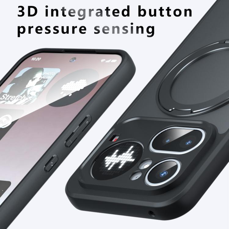 For Nothing Phone 4a Pro Armor Magnetic Holder PC Hybrid TPU Phone Case - Frosted Black