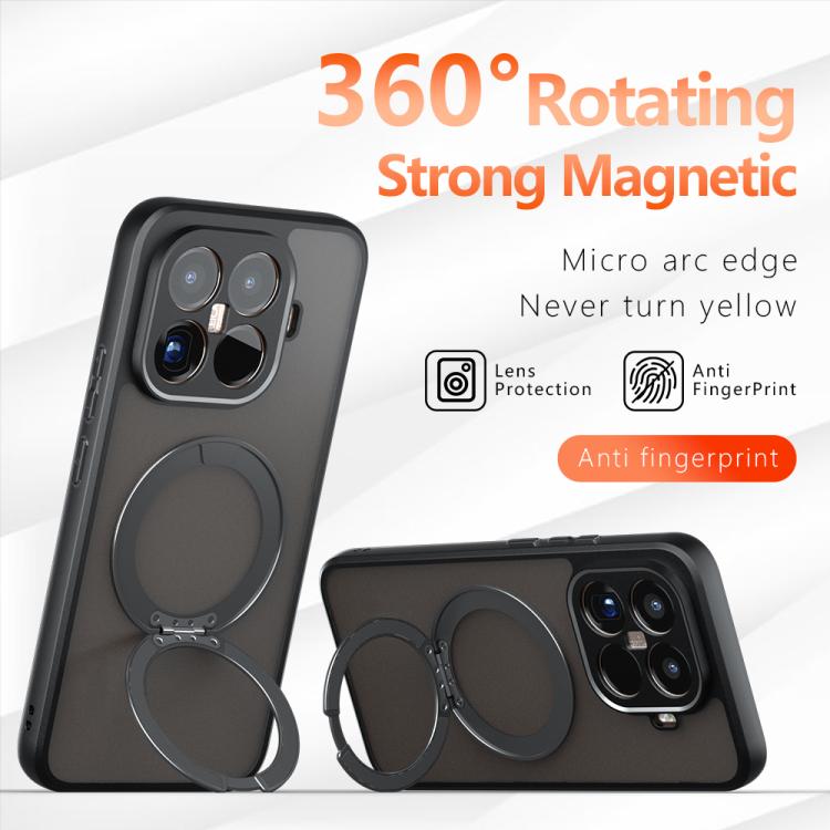 For Xiaomi 15T Pro Armor Magnetic Holder PC Hybrid TPU Phone Case - Frosted Black
