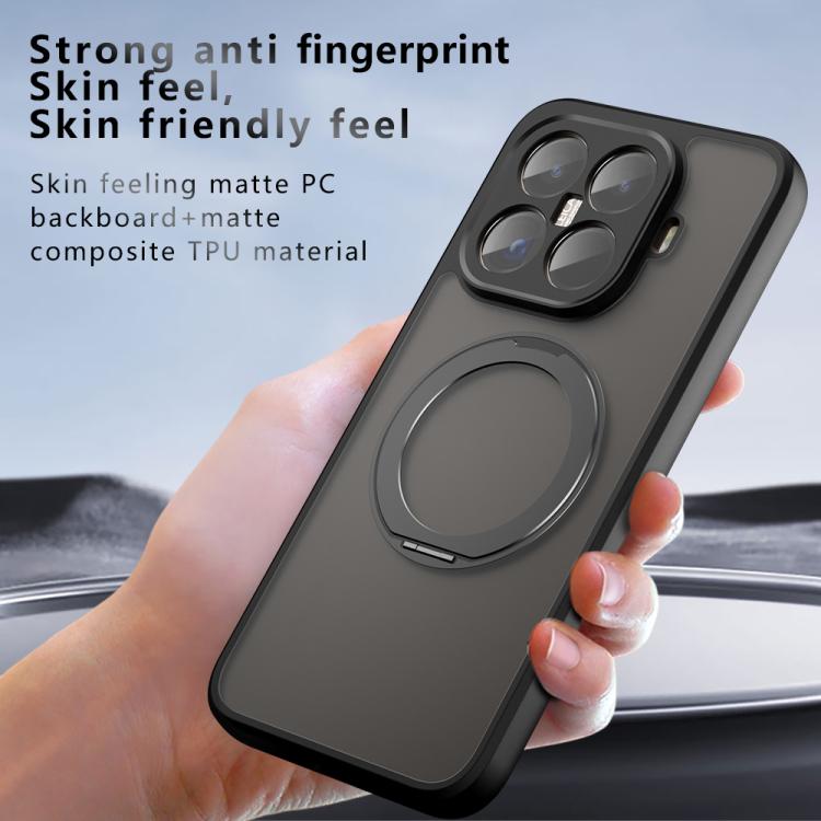 For Xiaomi 15T Pro Armor Magnetic Holder PC Hybrid TPU Phone Case - Frosted Black