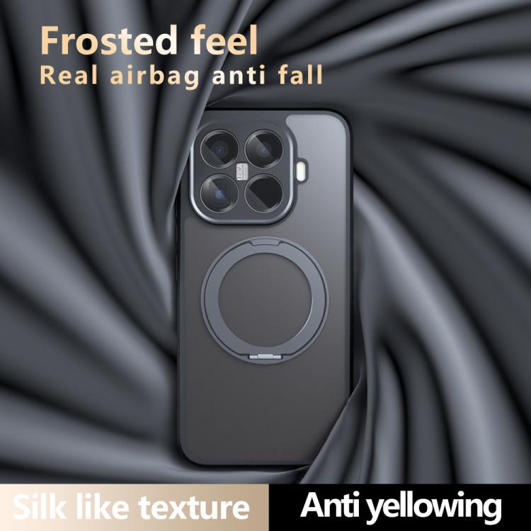 For Xiaomi 15T Pro Armor Magnetic Holder PC Hybrid TPU Phone Case - Frosted Black
