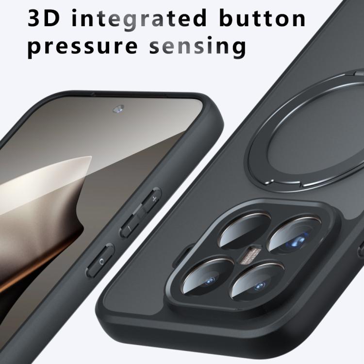 For Xiaomi 15T Pro Armor Magnetic Holder PC Hybrid TPU Phone Case - Frosted Black