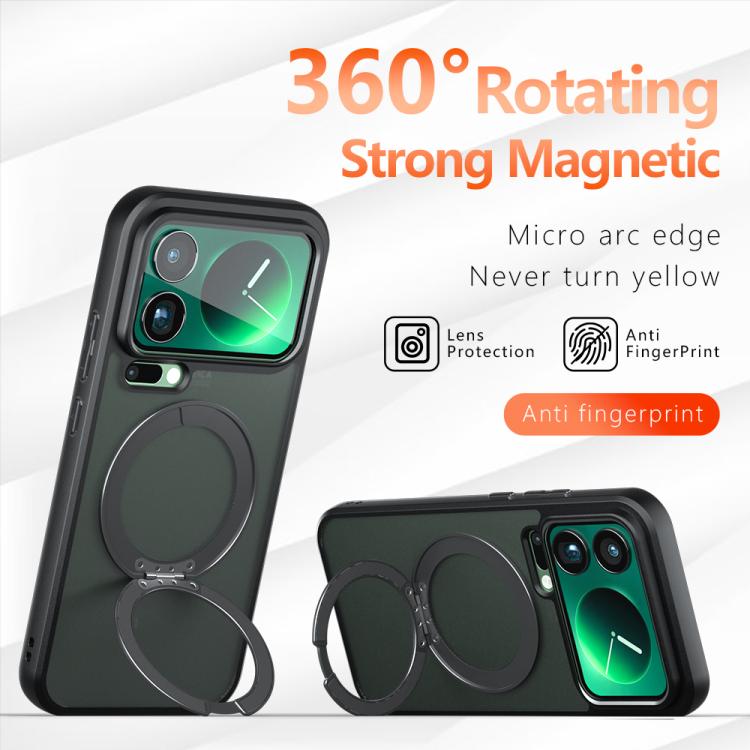 For Xiaomi 17 Pro Max Armor Magnetic Holder PC Hybrid TPU Phone Case - Frosted Black