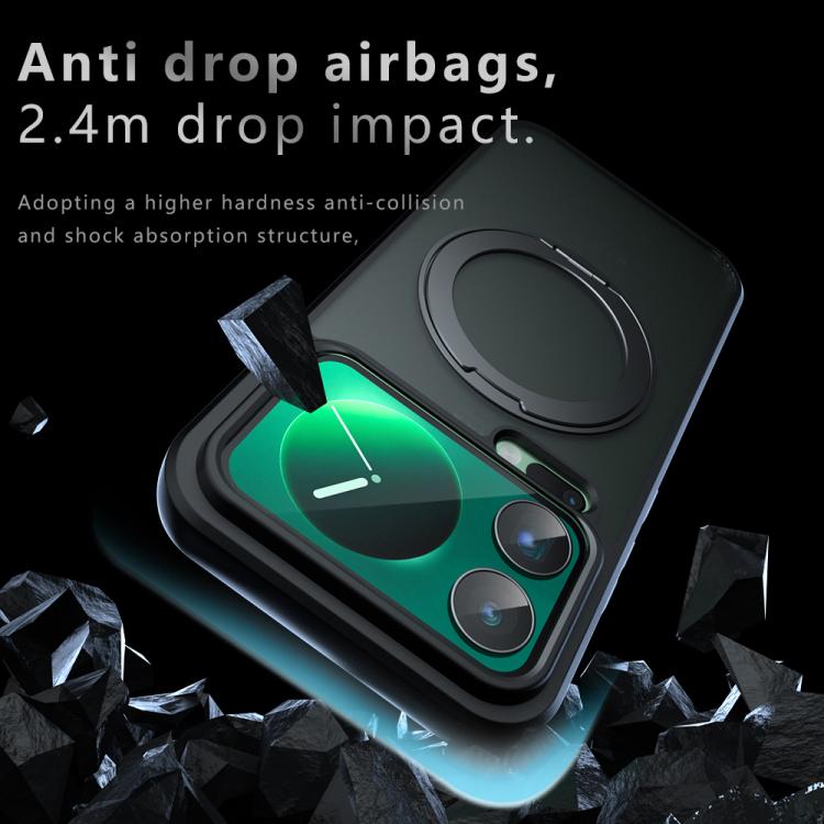 For Xiaomi 17 Pro Max Armor Magnetic Holder PC Hybrid TPU Phone Case - Frosted Black