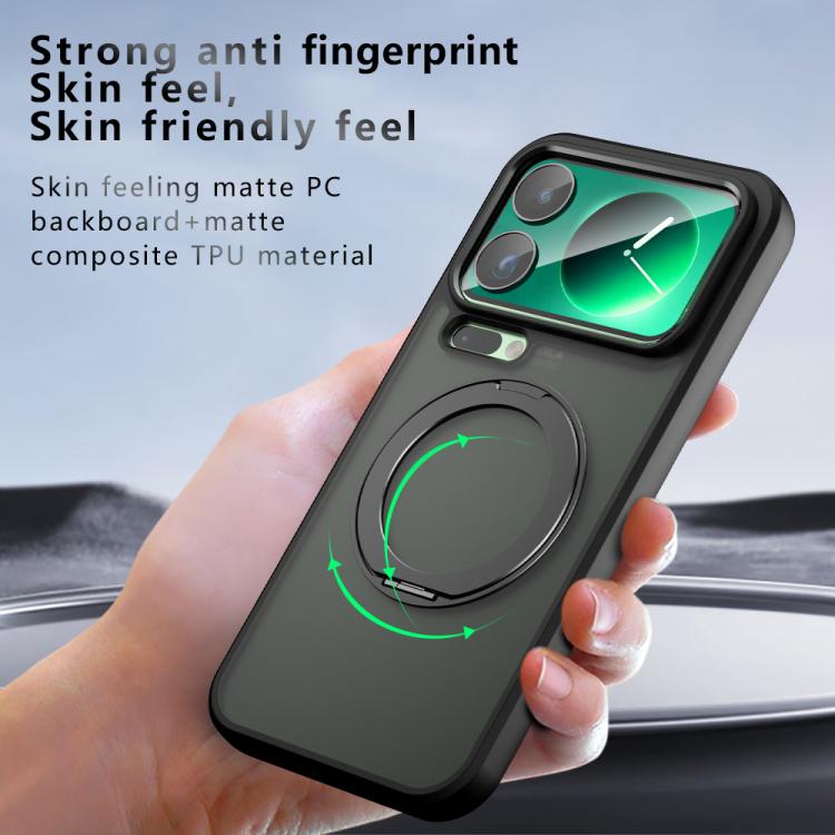 For Xiaomi 17 Pro Max Armor Magnetic Holder PC Hybrid TPU Phone Case - Frosted Black
