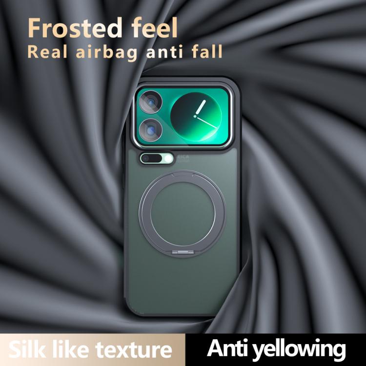 For Xiaomi 17 Pro Max Armor Magnetic Holder PC Hybrid TPU Phone Case - Frosted Black