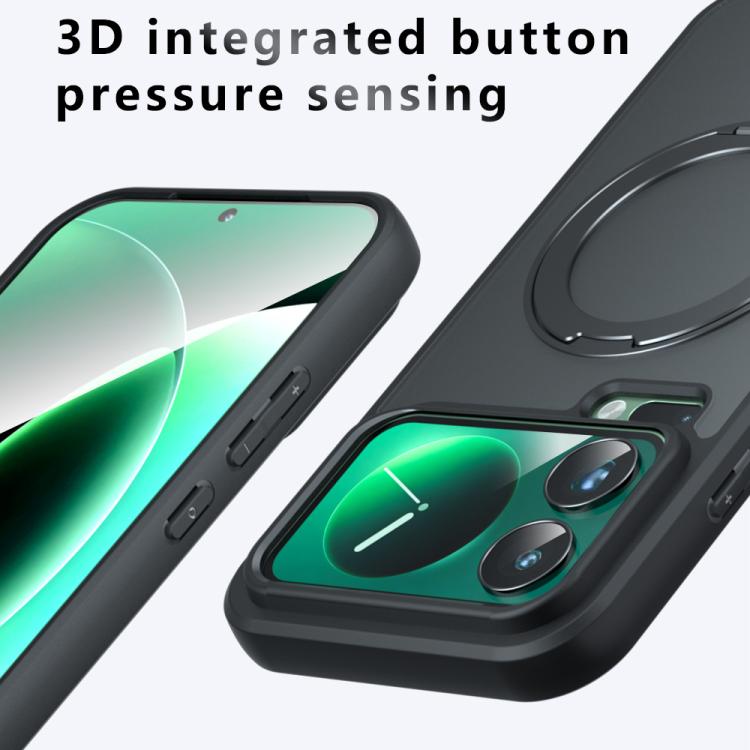 For Xiaomi 17 Pro Max Armor Magnetic Holder PC Hybrid TPU Phone Case - Frosted Black