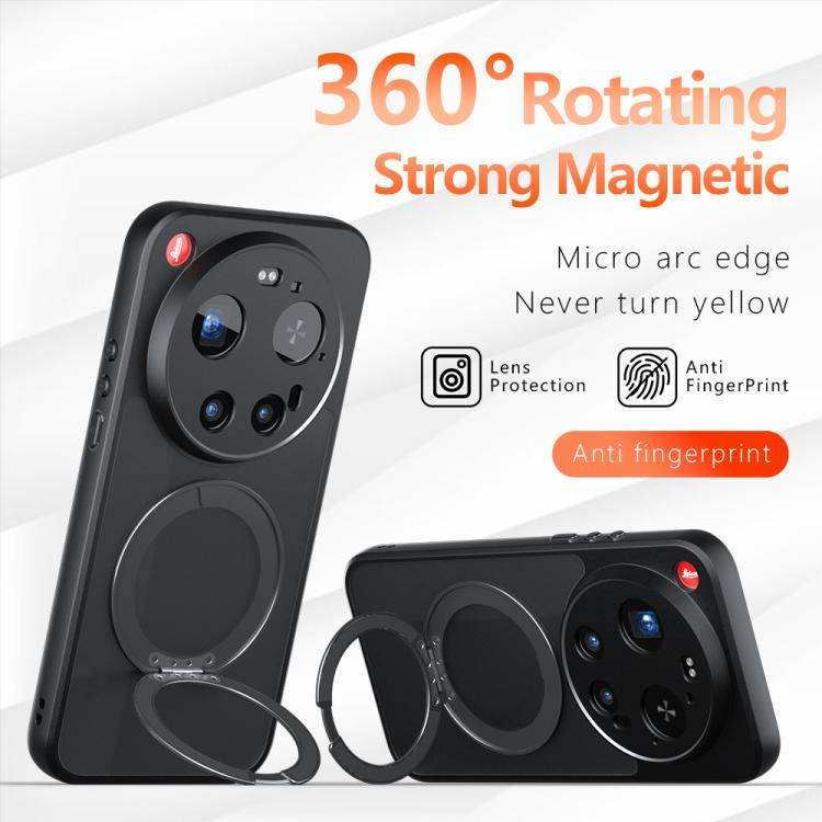 For Xiaomi 17 Ultra Armor Magnetic Holder PC Hybrid TPU Phone Case - Frosted Black