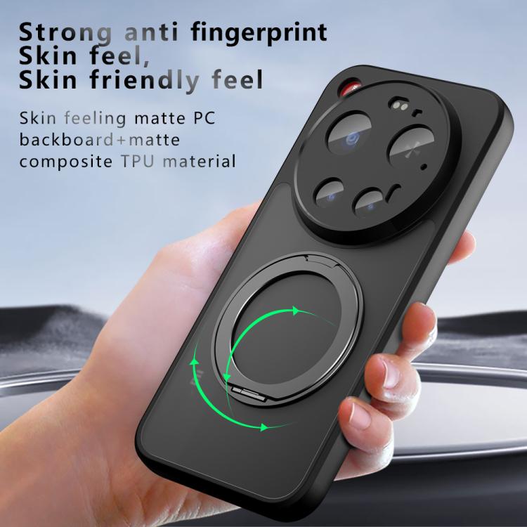 For Xiaomi 17 Ultra Armor Magnetic Holder PC Hybrid TPU Phone Case - Frosted Black