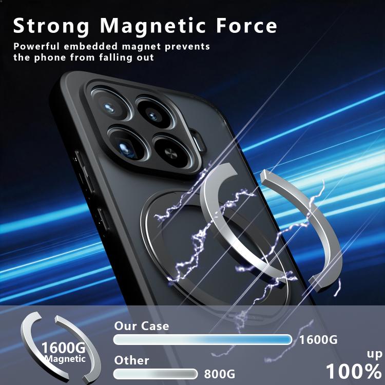 For Xiaomi 17T Pro 5G Armor Magnetic Holder PC Hybrid TPU Phone Case - Frosted Black