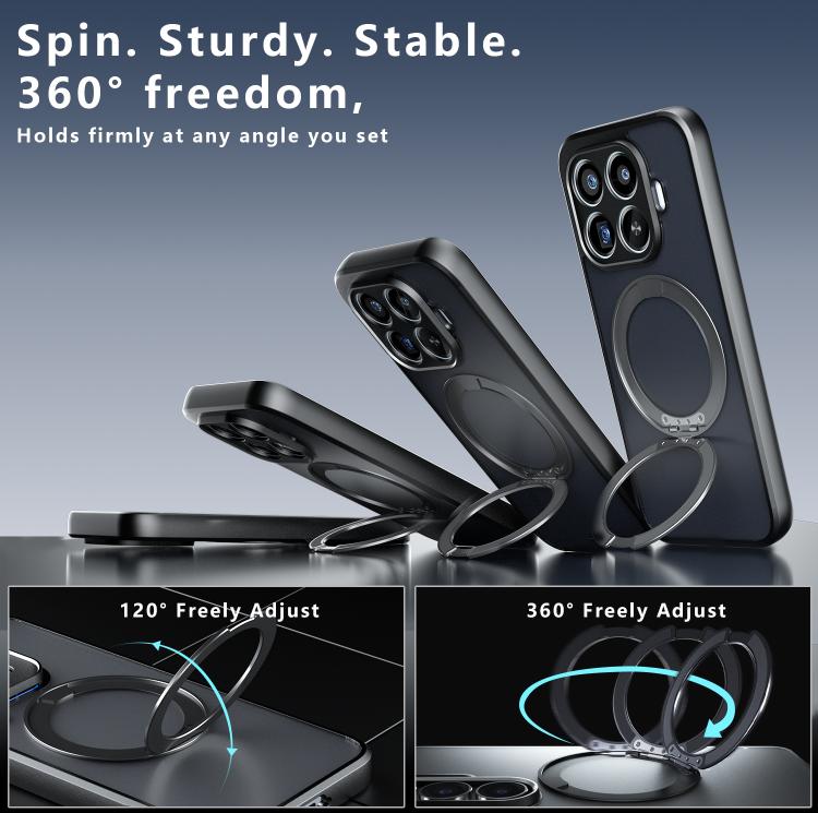For Xiaomi 17T Pro 5G Armor Magnetic Holder PC Hybrid TPU Phone Case - Frosted Black