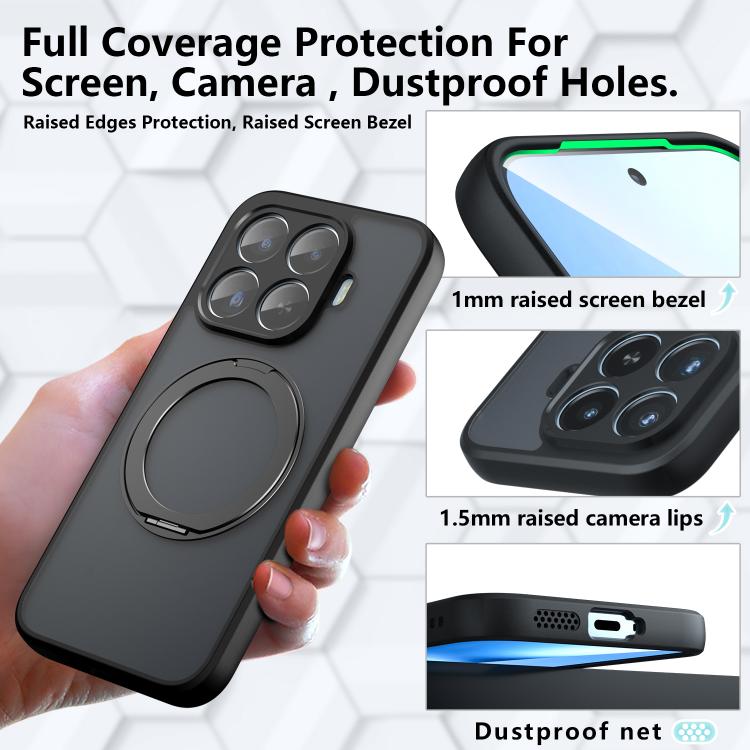 For Xiaomi 17T Pro 5G Armor Magnetic Holder PC Hybrid TPU Phone Case - Frosted Black