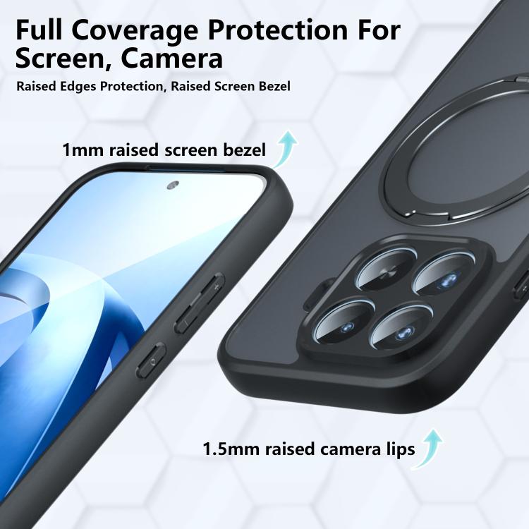 For Xiaomi 17T 5G Armor Magnetic Holder PC Hybrid TPU Phone Case - Frosted Black