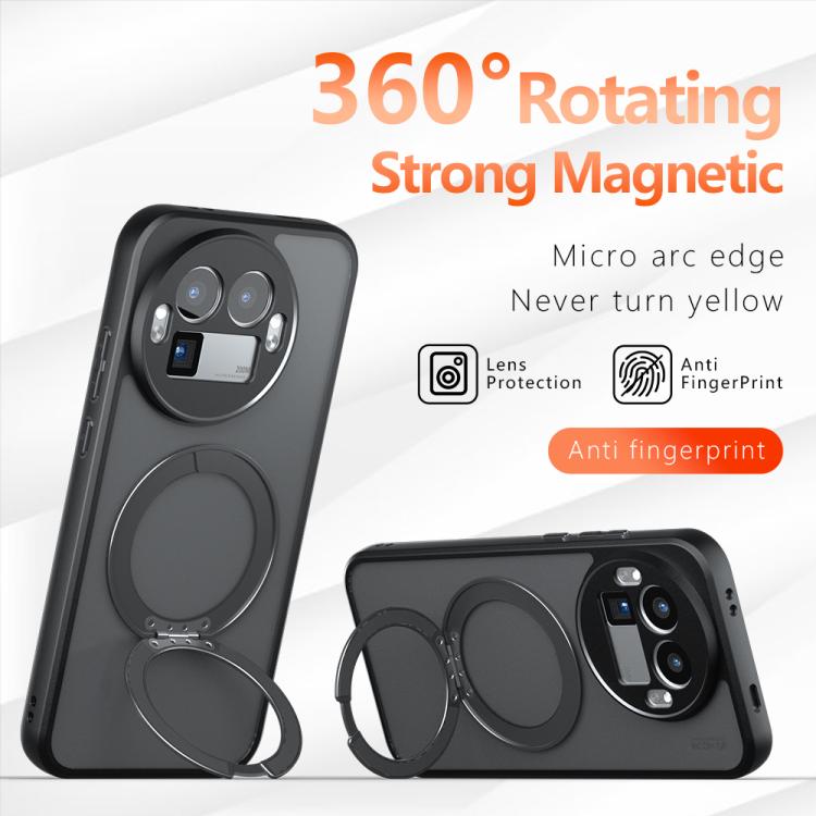 For Realme GT 8 Pro Global Armor Magnetic Holder PC Hybrid TPU Phone Case - Frosted Black