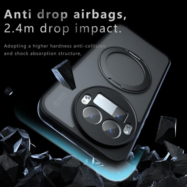 For Realme GT 8 Pro Global Armor Magnetic Holder PC Hybrid TPU Phone Case - Frosted Black