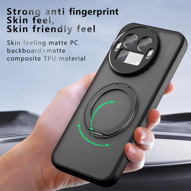 For Realme GT 8 Pro Global Armor Magnetic Holder PC Hybrid TPU Phone Case - Frosted Black