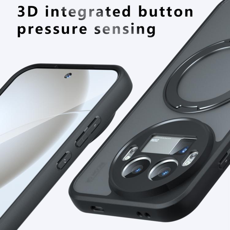 For Realme GT 8 Pro Global Armor Magnetic Holder PC Hybrid TPU Phone Case - Frosted Black