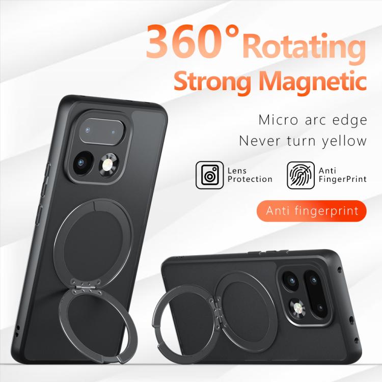 For Realme 16 Pro+ Armor Magnetic Holder PC Hybrid TPU Phone Case - Frosted Black