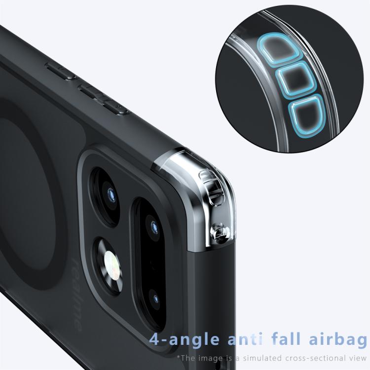 For Realme 16 Pro+ Armor Magnetic Holder PC Hybrid TPU Phone Case - Frosted Black